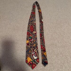 Retro WB Looney Tunes Paisley Tie 1993 Bugs Marvin Taz Speedy Elmer Polyester